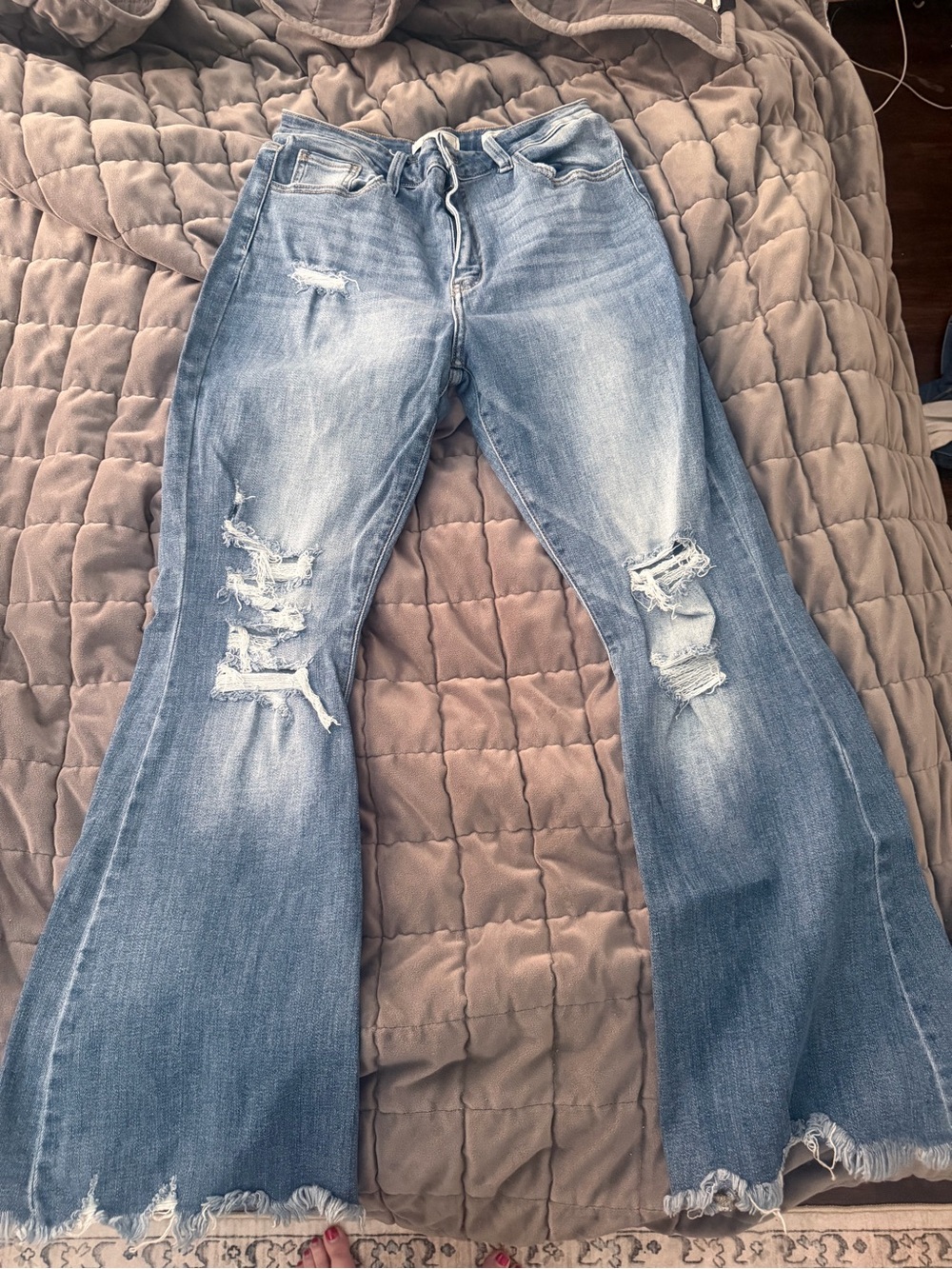 KanKan Light Blue Distressed Flared Women’s Jeans - size 29 ultra high rise flar
